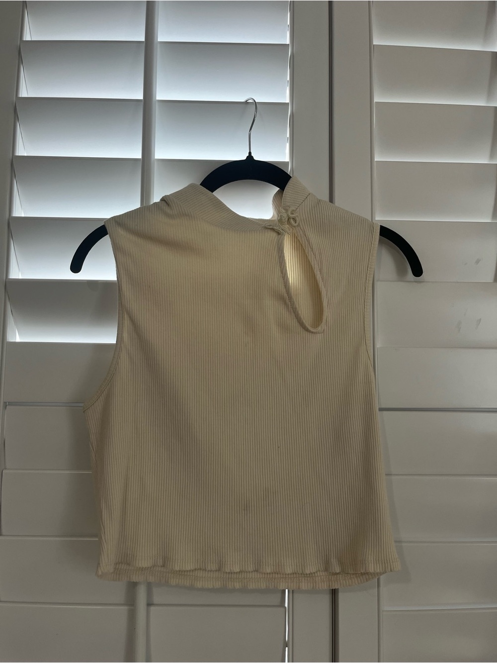 Sleeveless Ribbed Mock Neck Top - Cream
